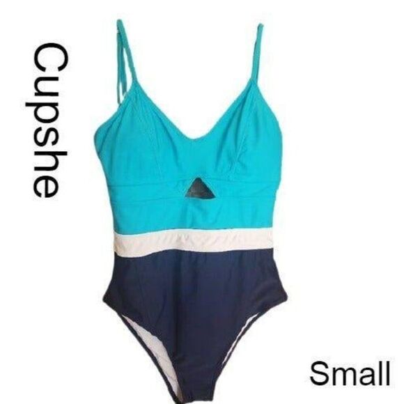 Women's Swimsuit One Piece Small Teal Swimwear Bathing Suit - Picture 5 of 8